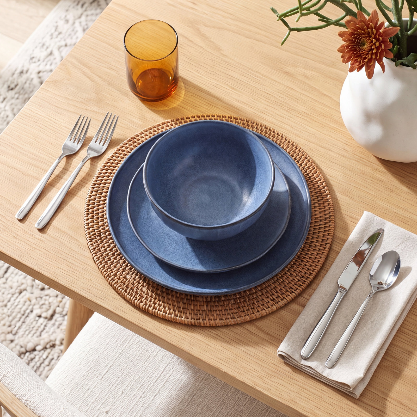 Stone Lain Rio 24-Piece Dinnerware Set Stoneware, Blue