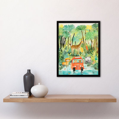 Jungle Safari Adventure Kids Bedroom Nursery Giraffe Lion - Single Picture Frame Print