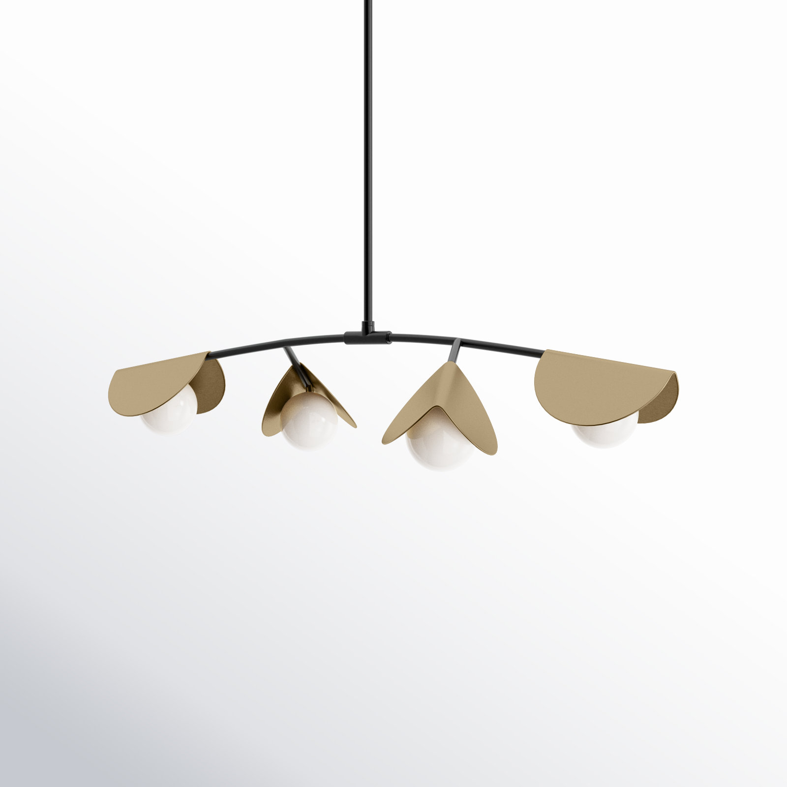 Gamora 4 Light Dimmable Pendant, Matte Black/Aged Brass