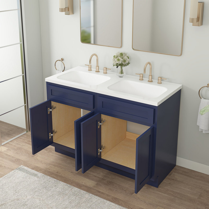 48" Double Bathroom Vanity Base Only, Blue
