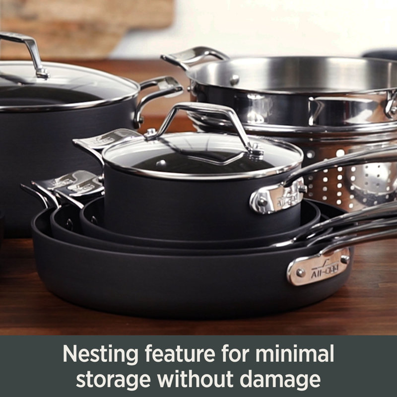 All-Clad Essentials 10 Piece Hard-Anodized Aluminum Non Stick Cookware Set
