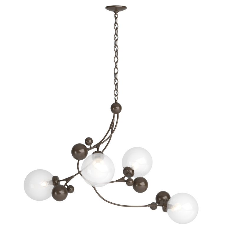 Sprig 4 - Light Unique/Statement Geometric Chandelier, Opaline, Bronze