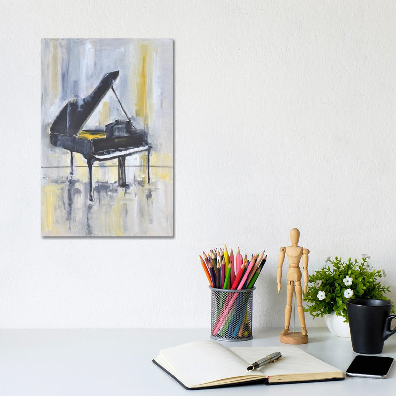 Piano In Gold II by Allayn Stevens - Wrapped Canvas Painting, 20.32 cm H x 30.48 cm W