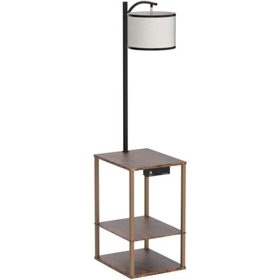 Floor Lamp With Table, End Table With Lamp, Shelves, Cha...