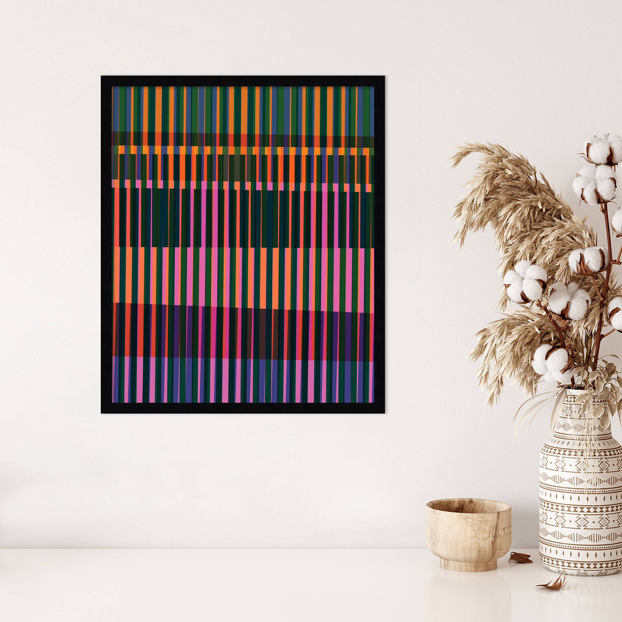 Abstract Lines 17 by Beth Vassalo, Black, 21" H x 17" W