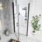 34.In W X 72.In H Pivot Shower Door, Matte Black Aluminum Frame, Half Frame ,1/4 In Thick Tempered Glass Explosion Proof Film,Stainless Steel Handle