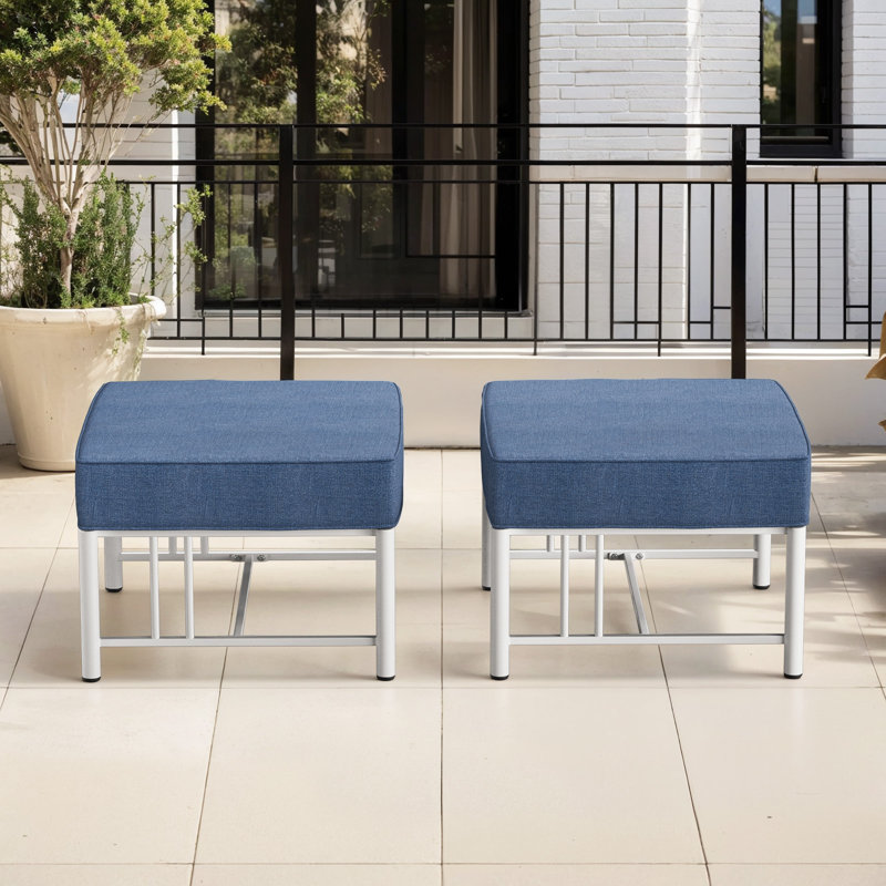 Repose-pieds d'extérieur Canyon avec coussin en oléfine, repose-pieds de patio résistant aux intempéries pour terrasse et porche