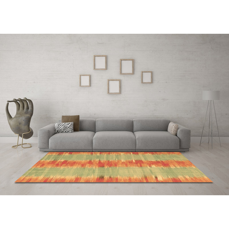 Tapis brun contemporain lavable à la machine 2782, Carré 5 pi