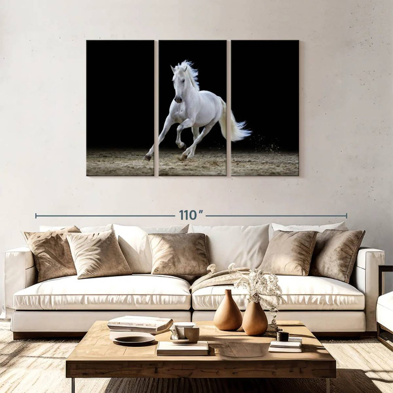 Brampt Galloping White Stallion, 48" H x 74" W