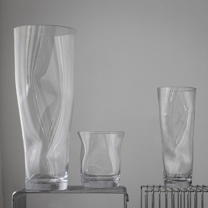 Squeeze Handmade Crystal Glass Table Vase, Clear