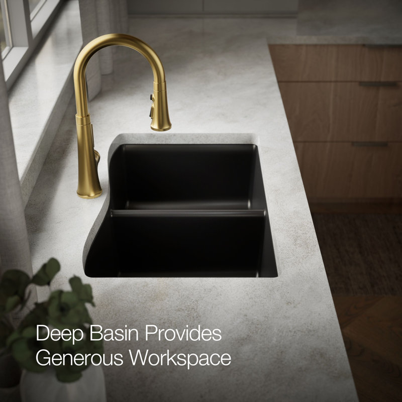 Kennon 33" L x 22" W Double Basin Dual Mount Kitchen Sink, Matte Black