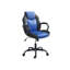 Chaise de bureau de jeu avec siège rembourré confortable, similicuir noir et bleu, cinq roulettes et hauteur réglable pour un travail de couleur moderne,