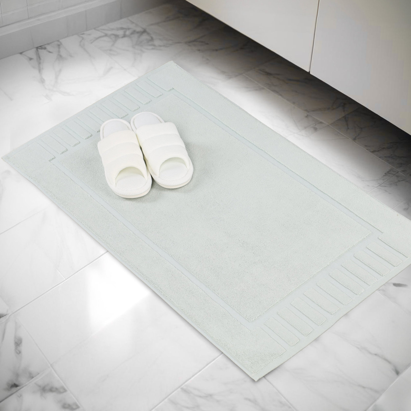 Pardue Cotton Bath Mat, Aqua Marine, Geometric