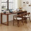 Bureau rectangulaire à 3 tiroirs en bois massif brun noisette-1413667976