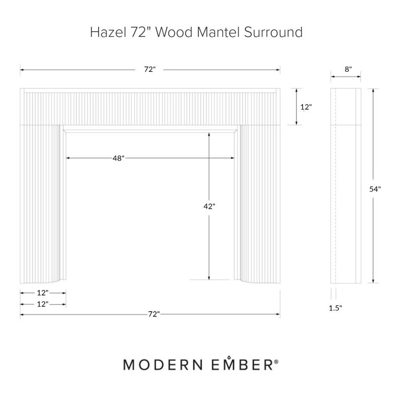 Hazel Wood Fireplace Mantel Surround - 48" x 42" Opening - 72" x 54" Overall - Sable Stain, 72", Sable Stain