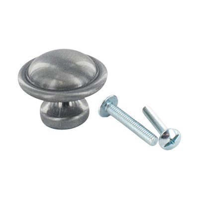 Paquet de 25 boutons d'armoire en étain satiné de 1-1 / 8 po de diamètre Outwater - zinc moulé, conception moderne