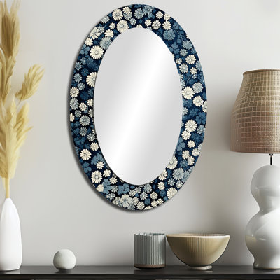 Miroir décoratif bleu et blanc au bord de la lune géométrique