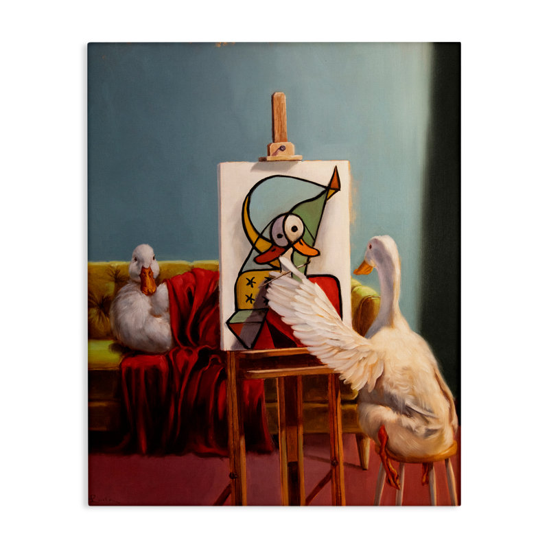 Duckcasso, peintre amusant, toile de canard, H 20 po x l 16 po
