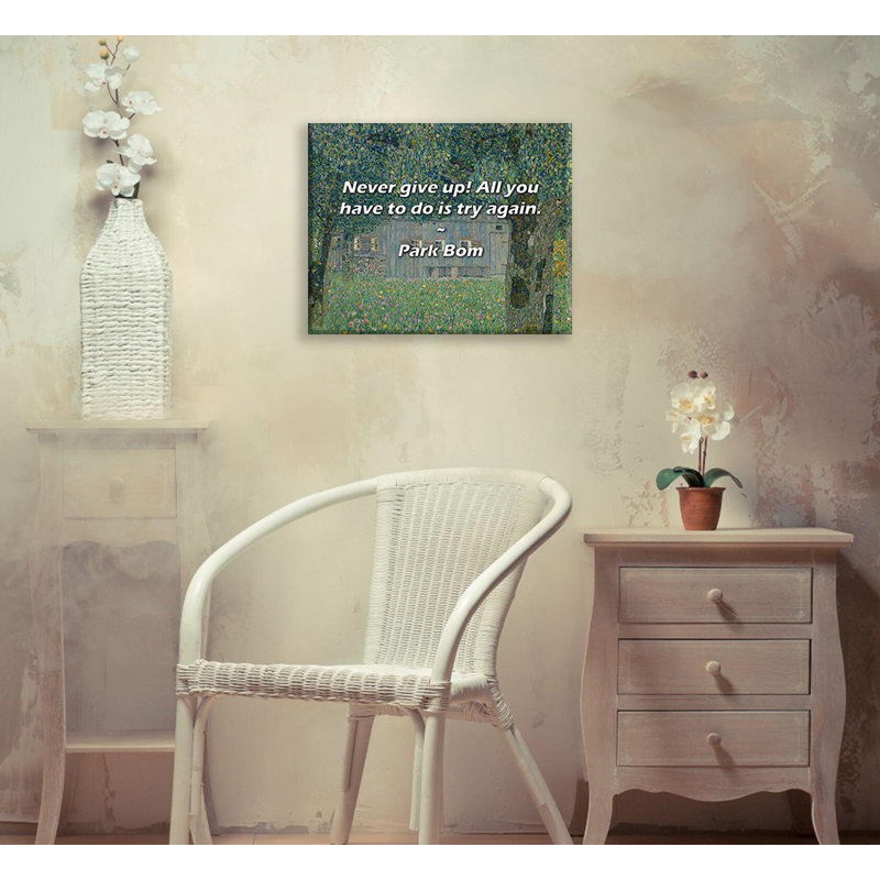 Artsy Quote "Never give up! All you have to do is try again." By Park Bom Gallery Wrapped Canvas