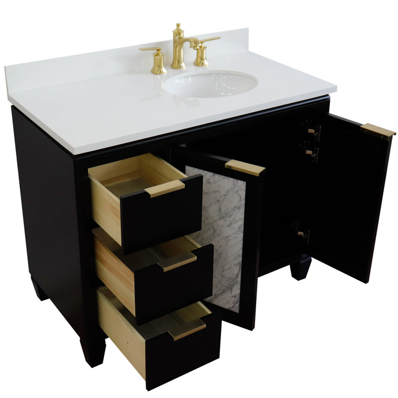 Ensemble de meuble-lavabo simple 43 po avec miroir Schreck, Noir