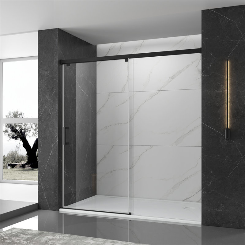 Cabine de douche sans cadre l 76 po x P 48 po x H 48 po, Noir