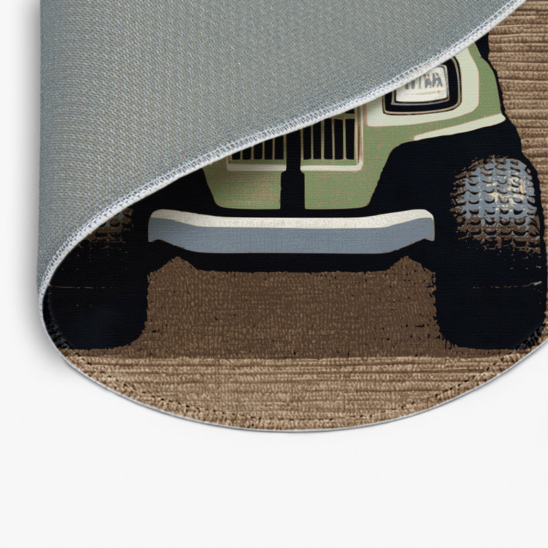 Tapis intérieur et extérieur beige Transport, Rond 5 pi