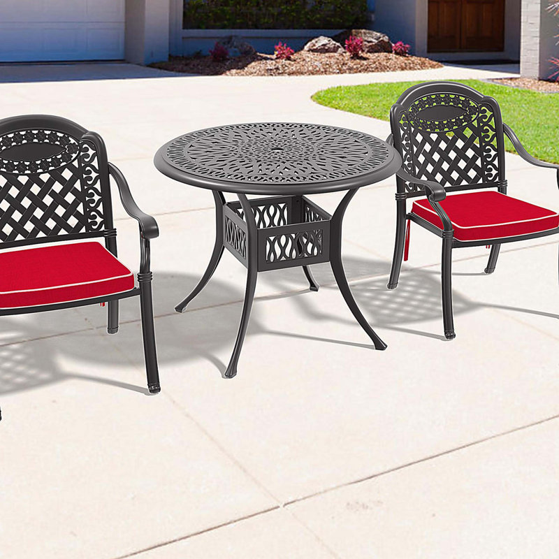 (Cushions In  Random Colors)3-Piece Set Of Cast Aluminum Patio Furniture With  Cushions