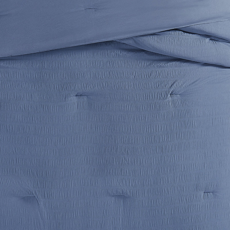 Ensemble d'édredon délavé froissé Trely Soft, Édredon pour lit simple TG + 1 taie décorative, Bleu