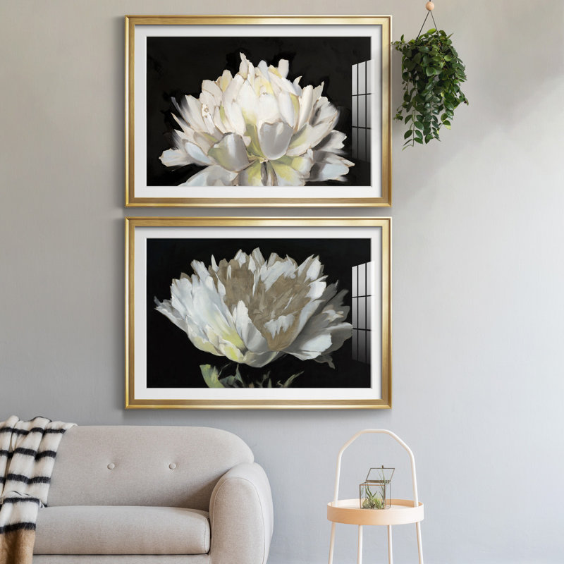 «All AFLUTTER», ensemble de 2 reproductions d'art sur toile encadrées, Doré, H 30,5 po x l 42,5 po x P 1,5 po