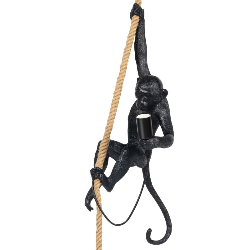 Luminaire suspendu Monkey Chandelier en résine et corde de chanvre