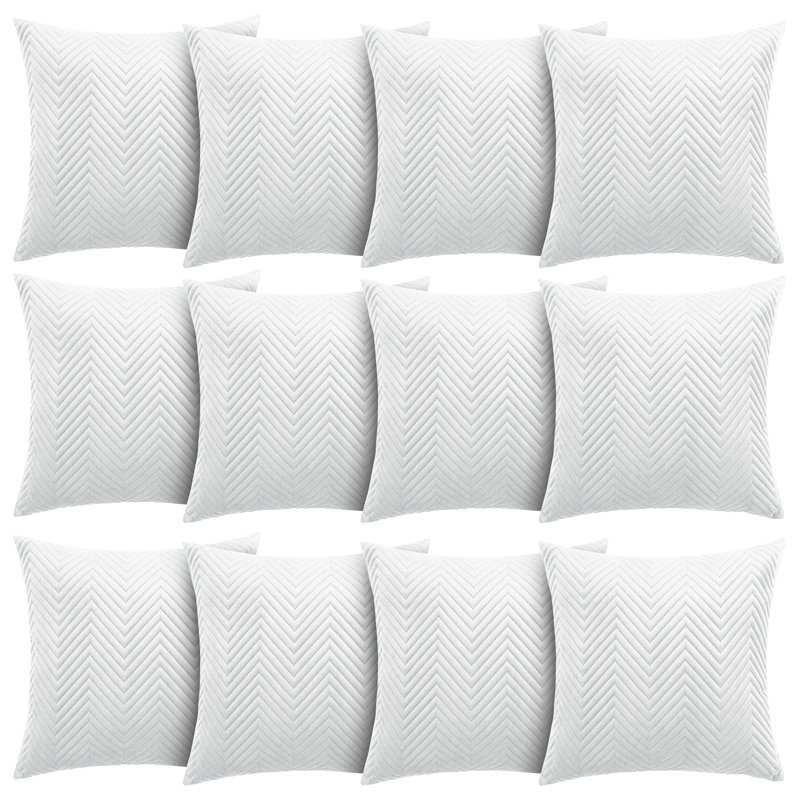 Aspire Homeware Embossed Square Velvet Cushion Cover, White, Pack of 12