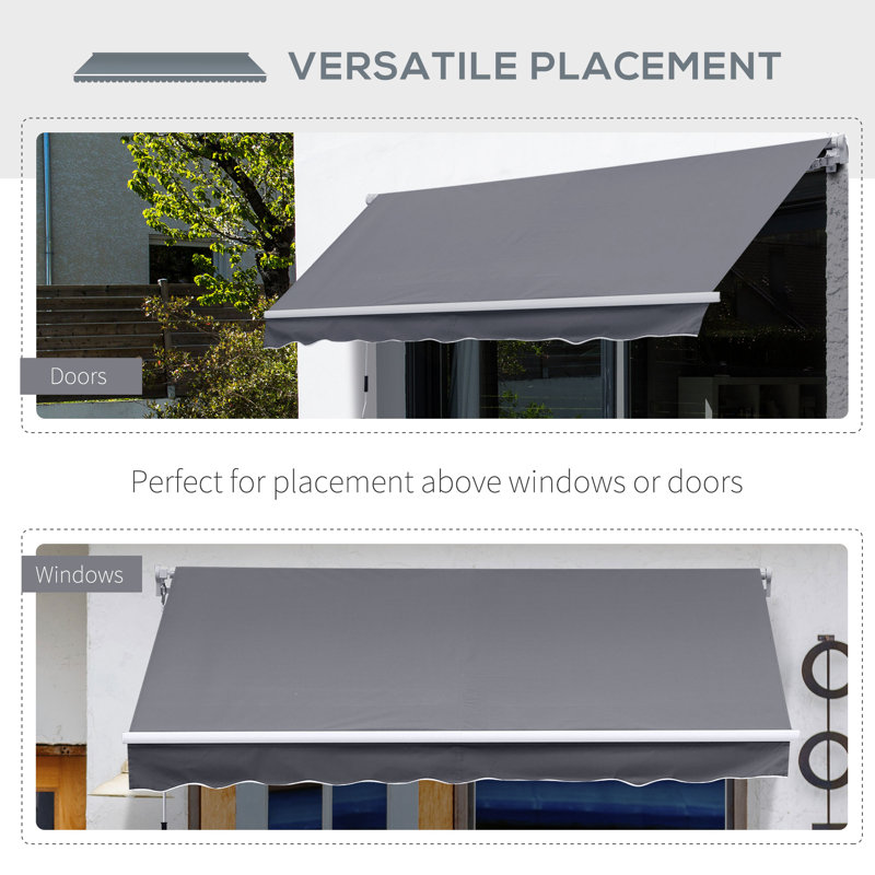 Sonakshi 3m W x 2.5m D Retractable Patio Awning, Grey