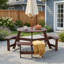Table de pique-nique ronde 35,5 po avec 3 bancs intégrés et un trou pour parasol, brun-131279666