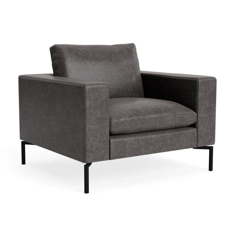MTO - The New Standard Lounge Chair with Black Legs, Slate Leather