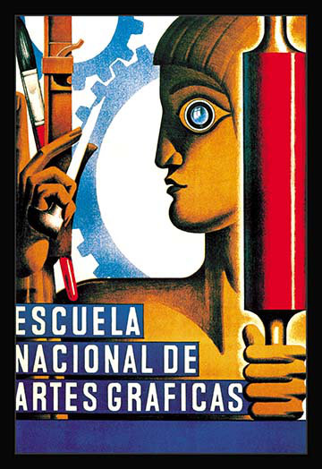 Escuela nacional de artes graficas affiche rétro