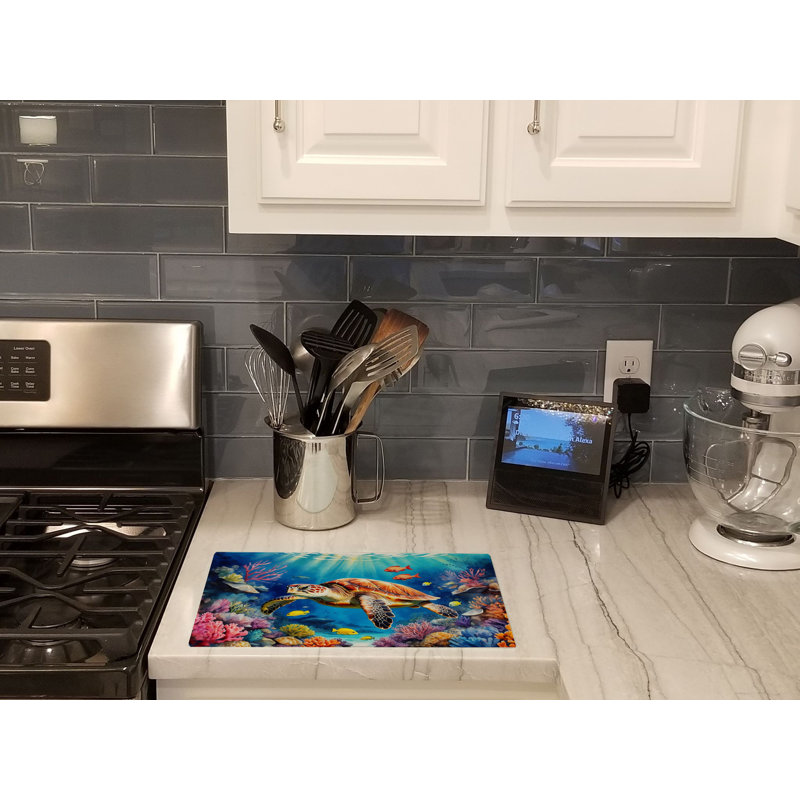 Turtle and Reefs Glass Cutting Board