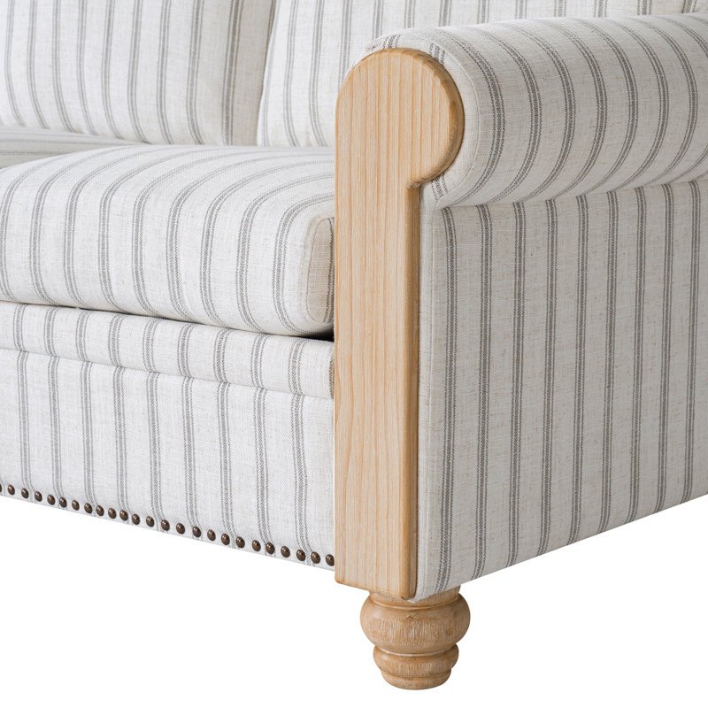 Canapé modulaire de style campagnard rayé Terren, Beige