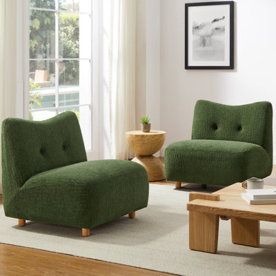 Ensemble de 2 fauteuils de chambre rembourrés capitonnés sans accoudoirs l 30,7 po, ensemble de chaises longues modulaires pour le salon et la chambre à coucher