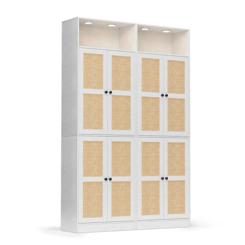 Bibliothèque 85 po H x 47,2 po en rotin avec 7 tablettes