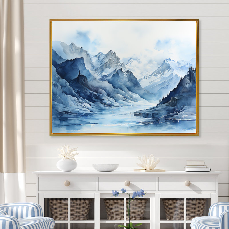 Glacier du Groenland minimalisme, H 34 po x l 44 po x P 1,5 po, Cadre flottant doré