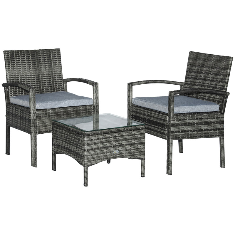 Ensemble de chaises de jardin et de table en rotin 3 pièces Red Barrel Studio®