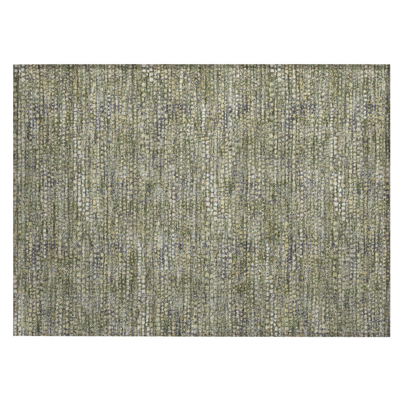 Machine Washable Indoor/Outdoor Chantille ACN2641 Abstract Rug, 1'8" x 2'6", Olive