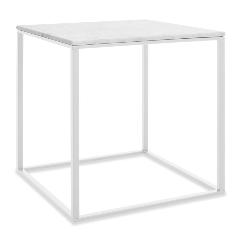 Minimalista End Table, Marble, White