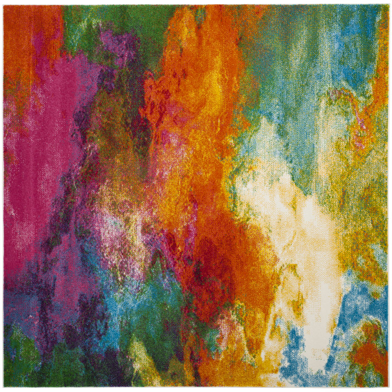 Tapis abstrait Ciara Watercolor Performance, Carré 8 pi