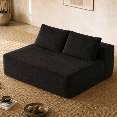 Cloud Sectional Couch, L-Shape Chaise with R-Shape Chaise with Deep Seat and Comfortable 2 Seater Couch for Modern Living Room,(Corduroy Fabric),Black