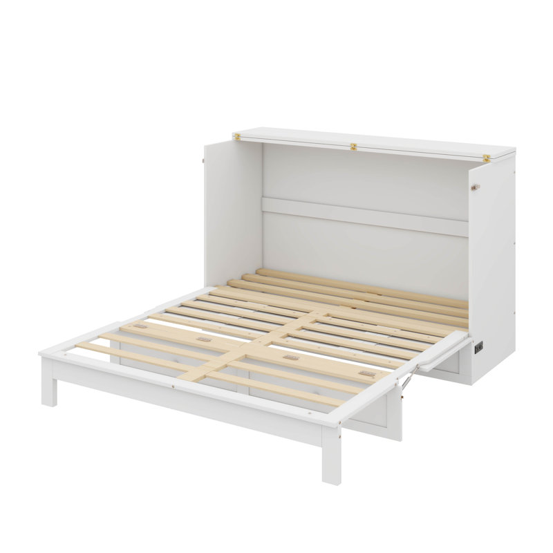 Lit escamotable avec tiroirs intégrés, Double , Blanc