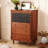 Nut-brown+Black Solid Wood Accent Cabinet