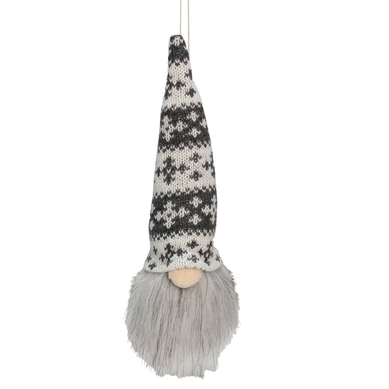 Gnome noir et gris de 6,25 pouces portant un chapeau de Noël