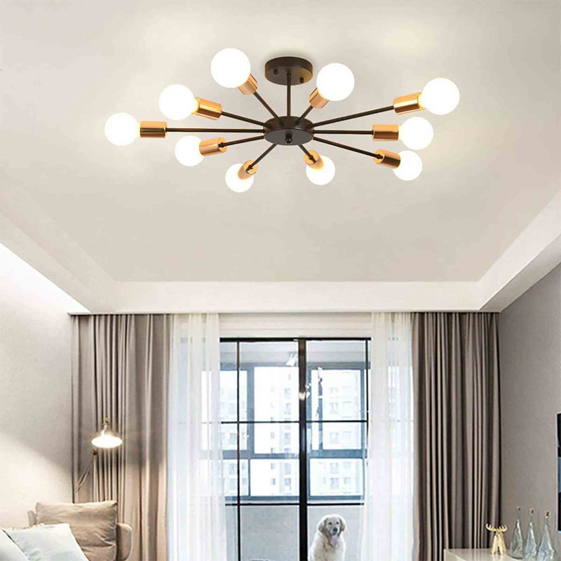 Bagryana Semi Flush Mount, Black/Bronze