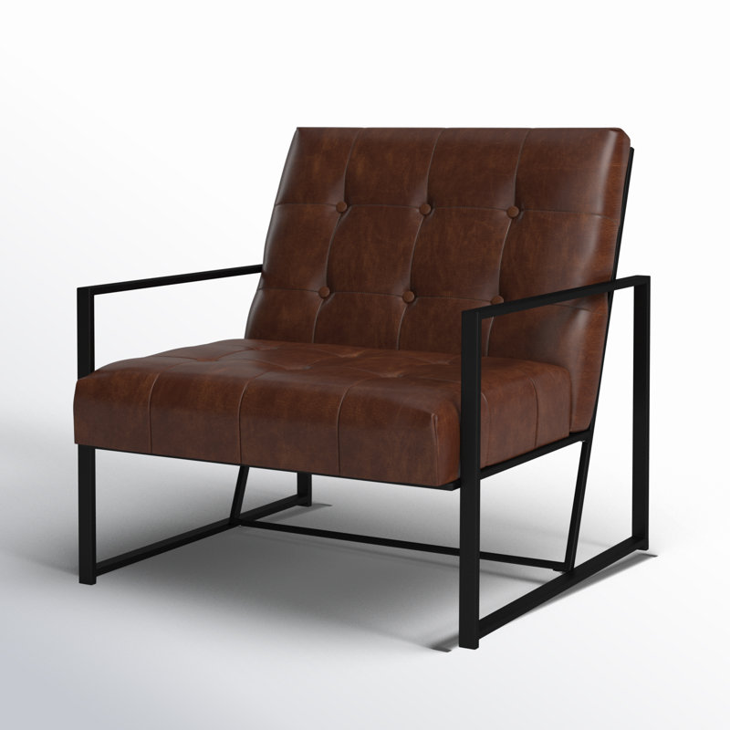 Fauteuil capitonné l 29,5 po Billings, Similicuir brun